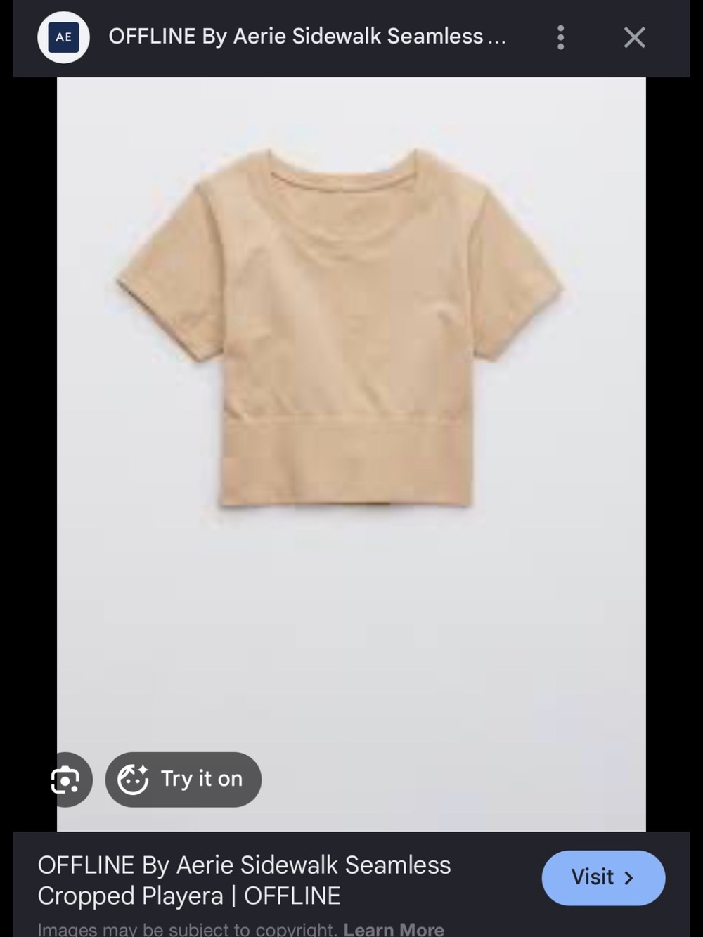 aerie Tan Seamless Cropped Tee